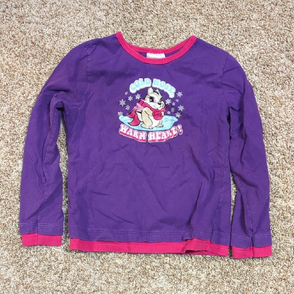 Purple Kids PJ Shirt with Cartoon Print
